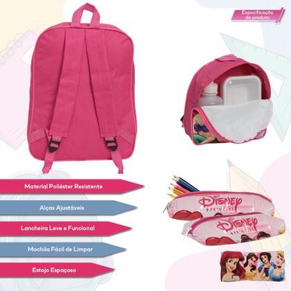 Imagem de Kit Mochila Infantil De Costas Princesas Volta As Aulas