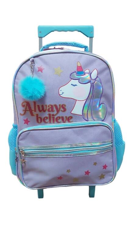 Imagem de Kit Mochila Infantil De Rodinha Lancheira e Estojo Unicórnio Yins YS42184-MC