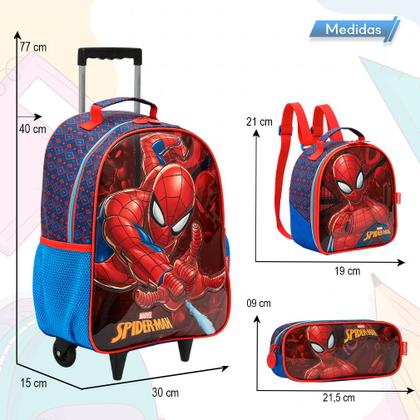 Imagem de Kit Mochila Infantil de Rodinhas Spider Man Lancheira Grande