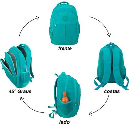 Imagem de Kit Mochila Infantil e Estojo Box Feminino Impermeável Nylon Resistente Kit Escolar Grande