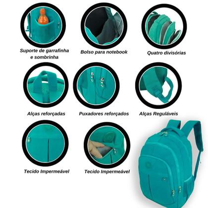 Imagem de Kit Mochila Infantil e Estojo Box Feminino Impermeável Nylon Resistente Kit Escolar Grande