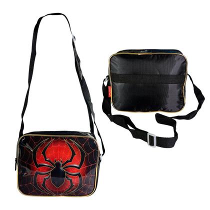 Imagem de Kit Mochila Infantil Escolar com 3 peças De Aranha Vermelho e Preto