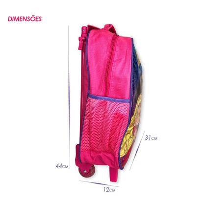 Imagem de Kit Mochila Infantil Escolar com 3 peças Princesas Rosa/Roxo - Sortido