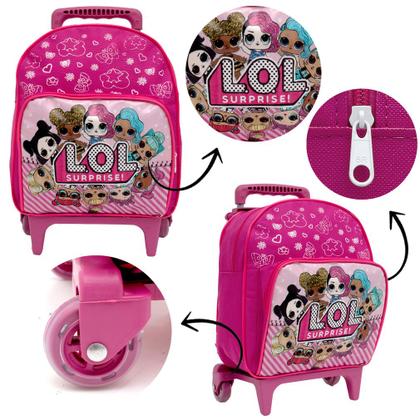 Imagem de Kit Mochila Infantil Escolar Com Rodinhas Lol Boneca