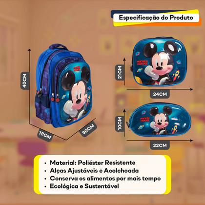 Imagem de Kit Mochila Infantil Escolar De Rodinhas Menino 3 Pçs