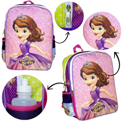 Imagem de Kit Mochila Infantil Escolar Feminina Princesa Sofia Costas