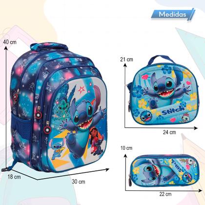 Imagem de Kit Mochila Infantil Escolar Lilo E Stitch Costas Grande