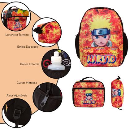 Imagem de Kit Mochila Infantil Escolar Naruto Costas Lancheira Estojo