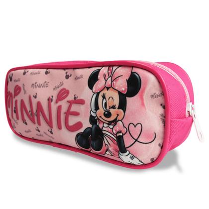 Imagem de Kit Mochila Infantil Escolar Rodinhas Minnie Rosa Tam G