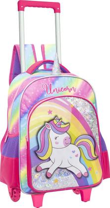 Imagem de Kit Mochila Infantil Estojo e Lancheira Unicórnio Rosa Yepp