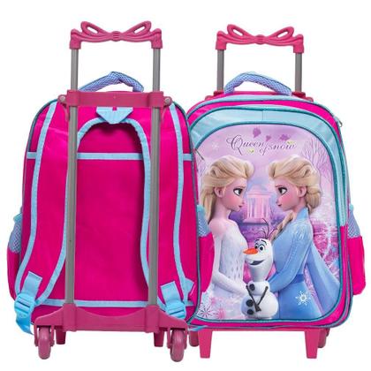 Imagem de Kit Mochila Infantil Feminina Rodinha Frozen 3D + Lancheira