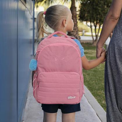 Imagem de Kit Mochila Infantil Feminina Stitch Tam G Resistente