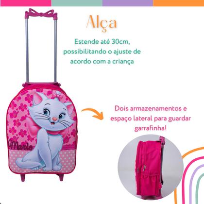 Imagem de Kit Mochila Infantil Gata Marie Flores Rosa