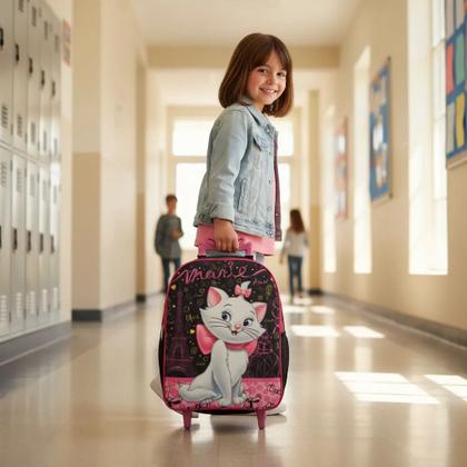 Imagem de Kit Mochila Infantil Gata Marie Paris Preta