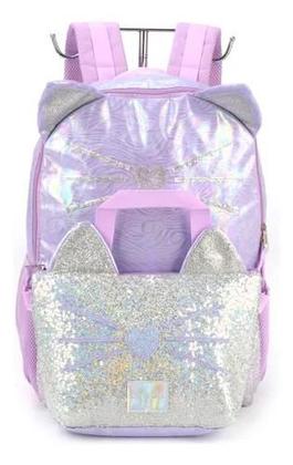 Imagem de Kit Mochila Infantil Gatinho Glitter Up4you Meninas Costas G