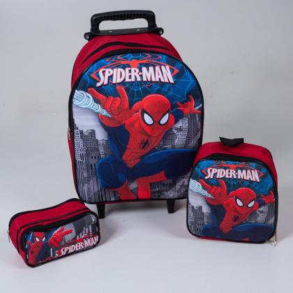 Imagem de Kit Mochila Infantil Homem Aranha Spider Man Vermelha