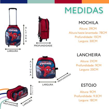 Imagem de Kit Mochila Infantil Homem Aranha Spider Man Vermelha