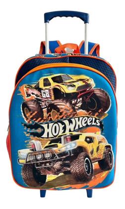 Imagem de Kit Mochila Infantil Hot Wheels Monster Truck Rodinhas Tam M
