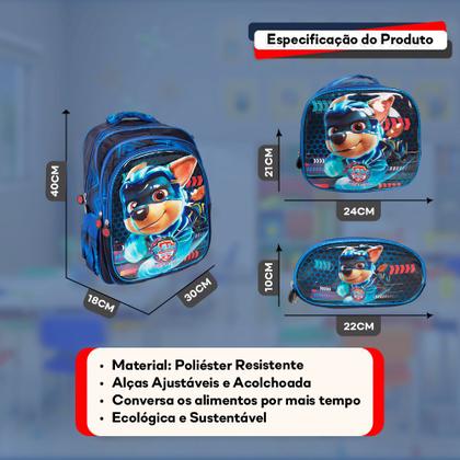 Imagem de Kit Mochila Infantil Masculina Desenho Personagem 3D Costas