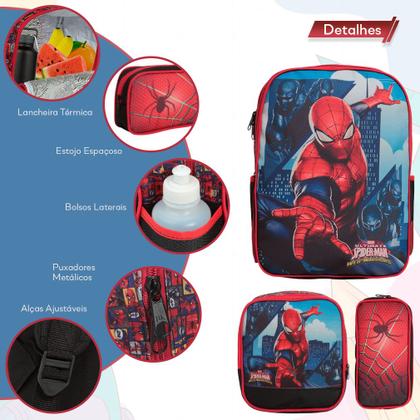 Imagem de Kit Mochila Infantil Masculina Lancheira Estojo Homem Aranha
