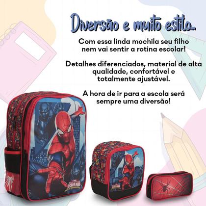 Imagem de Kit Mochila Infantil Masculina Lancheira Estojo Homem Aranha