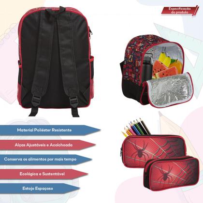 Imagem de Kit Mochila Infantil Masculina Lancheira Estojo Homem Aranha