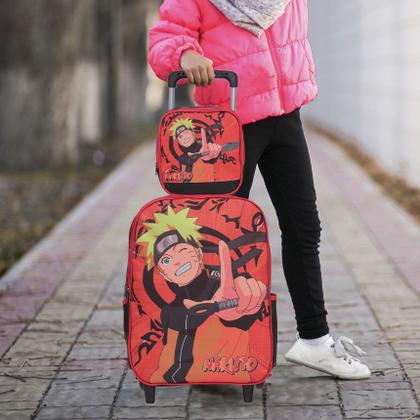 Imagem de Kit Mochila Infantil Masculina Naruto Carrinho + Lancheira