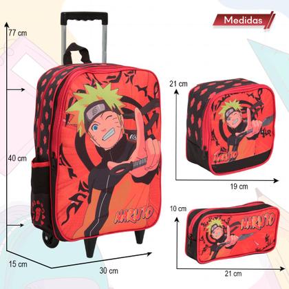 Imagem de Kit Mochila Infantil Masculina Naruto Carrinho + Lancheira