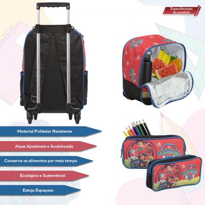 Imagem de Kit Mochila Infantil Masculina Paw Patrol Rodinha 3 Peças