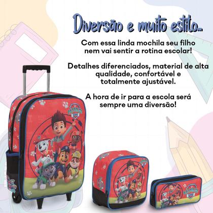 Imagem de Kit Mochila Infantil Masculina Paw Patrol Rodinha 3 Peças