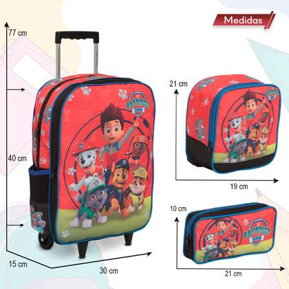 Imagem de Kit Mochila Infantil Masculina Paw Patrol Rodinha 3 Peças