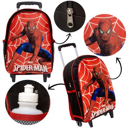 Imagem de Kit Mochila Infantil Masculina Rodinha Spider Man TN 3 Pçs