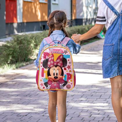 Imagem de Kit Mochila Infantil Menina Minnie Mouse 3d Com Lancheira
