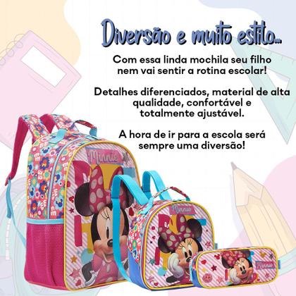 Imagem de Kit Mochila Infantil Menina Minnie Mouse 3d Com Lancheira