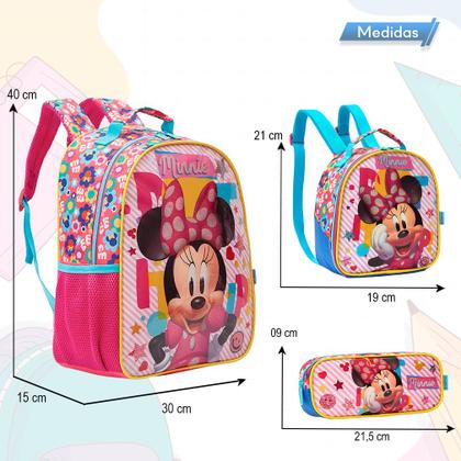 Imagem de Kit Mochila Infantil Menina Minnie Mouse 3d Com Lancheira