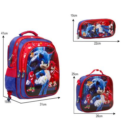 Imagem de Kit Mochila Infantil Menino Bolsa Sonic The Hedgehog