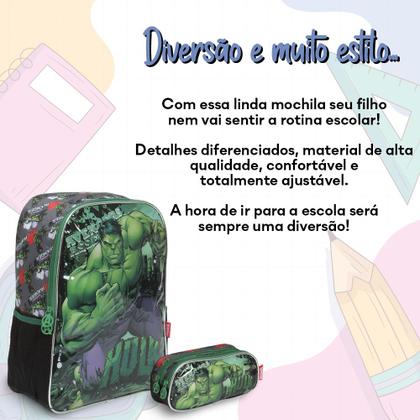 Imagem de Kit Mochila Infantil Menino Costas Hulk Com Estojo Tam G