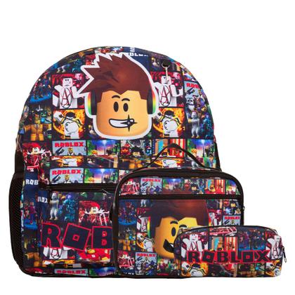 Imagem de Kit Mochila Infantil Menino Roblox Costa Conjunto 3 Peças