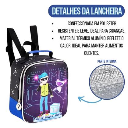 Imagem de Kit Mochila Infantil Menino Robo/Gamer Linda Reforçada Prática Grande