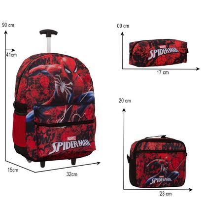 Imagem de Kit Mochila Infantil Menino Rodinha Homem Aranha Juvenil