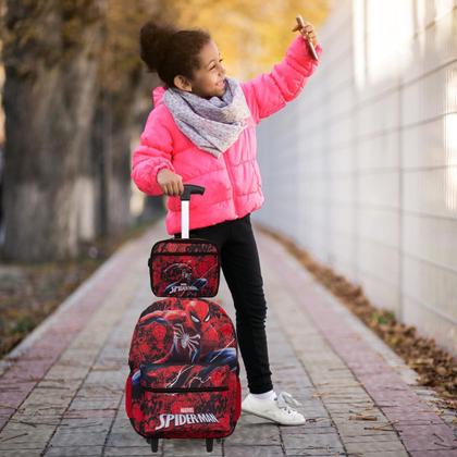 Imagem de Kit Mochila Infantil Menino Rodinha Homem Aranha Juvenil