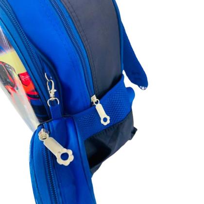 Imagem de Kit Mochila Infantil Meninos Com Rodinhas Carros Escolar Estojo Lancheira Térmica Bolsa Carrinho