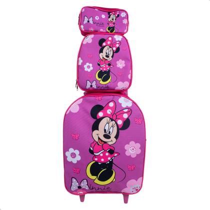 Imagem de Kit Mochila Infantil Minie Flores Rosa