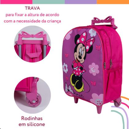 Imagem de Kit Mochila Infantil Minie Flores Rosa