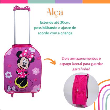 Imagem de Kit Mochila Infantil Minie Flores Rosa