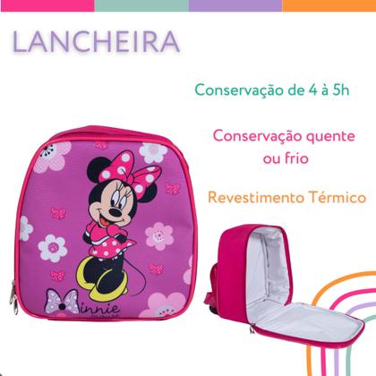 Imagem de Kit Mochila Infantil Minie Flores Rosa