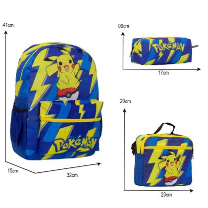 Imagem de Kit Mochila Infantil Pokémon Desenho Pikachu Com Lancheira