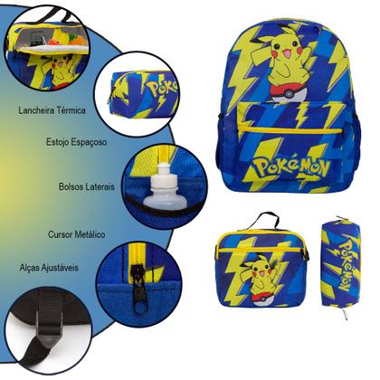 Imagem de Kit Mochila Infantil Pokémon Desenho Pikachu Com Lancheira