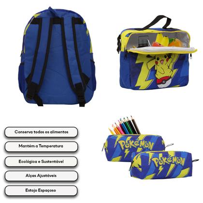 Imagem de Kit Mochila Infantil Pokémon Desenho Pikachu Com Lancheira