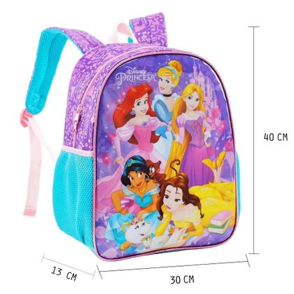 Imagem de Kit Mochila Infantil Princesas Disney Costas G Com Sombrinha